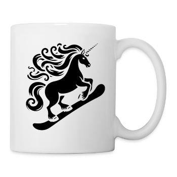 Minimalist Design: Unicorn Snowboarder - Mug - white - Right