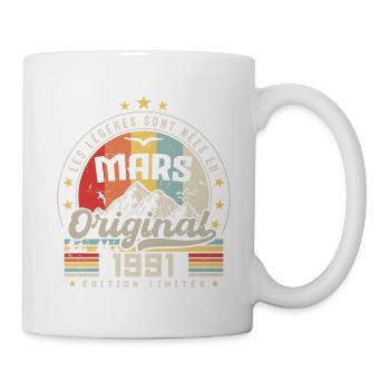 Vintage Mars 1991 Cadeau D'anniversaire 33 Ans - Mug blanc - blanc - Droite