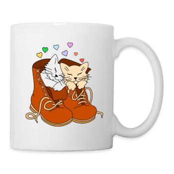 Zwei Katzen in Stiefeln - Tasse - Weiß - Rechts