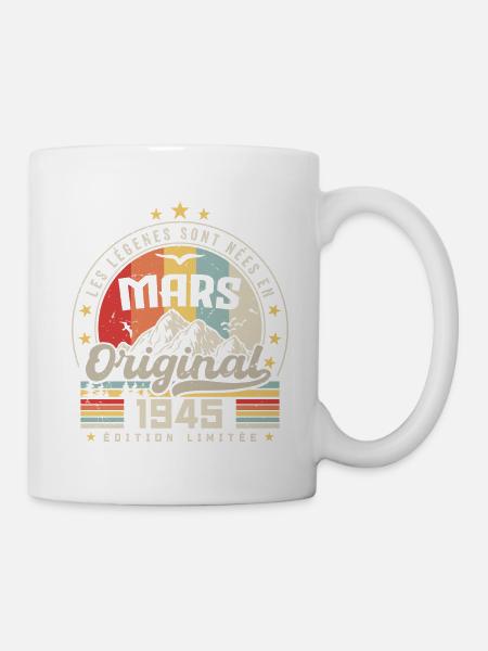 Vintage Mars 1945 Cadeau D'anniversaire 79 Ans - Mug blanc - blanc