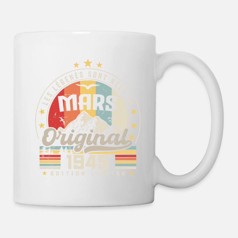 Vintage Mars 1945 Cadeau D'anniversaire 79 Ans - Mug blanc - blanc