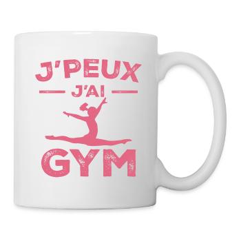 Gymnastik-Geschenk - Ich kann nicht ins Fitnessstudio - Tasse - Weiß - Rechts