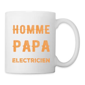 A real man is just a dad and an electrician - Mug - white - Right