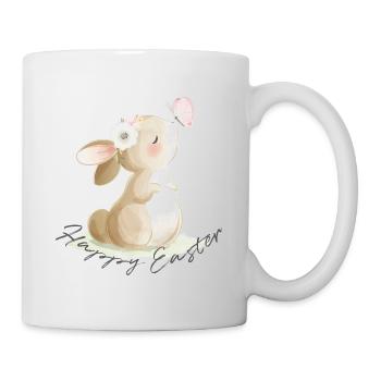 Niedlicher Osterhase wünscht Frohe Ostern - Tasse - Weiß - Rechts