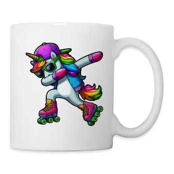 DABBING LICORNE SUR PATINS À ROUES ALIGNÉES - Mug blanc - blanc - Droite