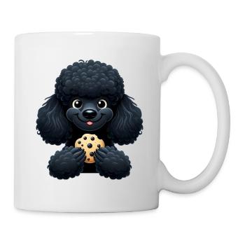 Schwarzer Pudel mit Keks süßes Design - Tasse - Weiß - Rechts