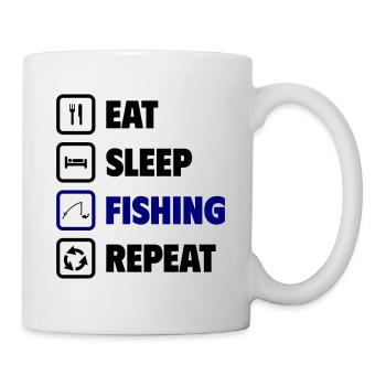 Manger, dormir, pêcher, répéter - Mug blanc - blanc - Droite