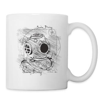 Diving Helmet Sketch Diving Retro Da Vinci - Mug - white - Right