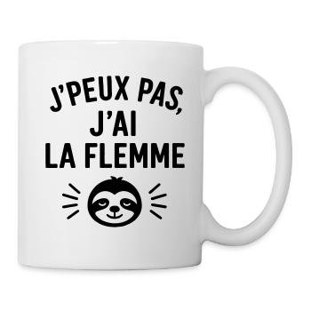 J’peux pas j’ai la flemme Humour citation - Mug blanc - blanc - Droite