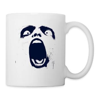 Graphique d’un visage hurlant - Mug blanc - blanc - Droite