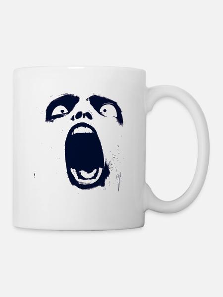 Grafik eines schreienden Gesichts - Tasse - Weiß