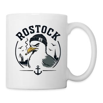 Rostock Möwe mit Pfeife - Tasse - Weiß - Rechts