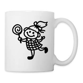 Mädchen mit Lolli - line - Tasse - Weiß - Rechts