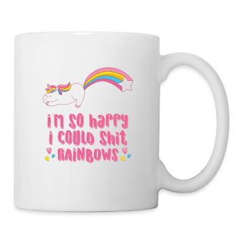 Je suis tellement heureux que je pourrais merde arcs en ciel - Mug blanc - blanc - Droite
