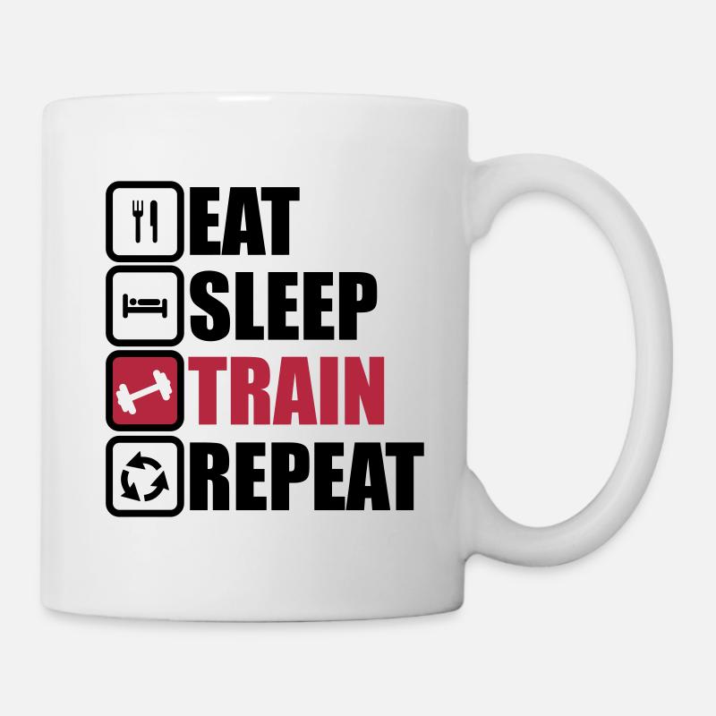 eat sleep train repeat,musculation,muscu - Mug blanc - blanc