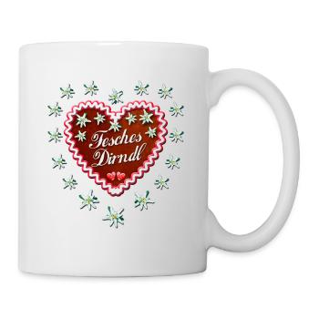26 Lebkuchenherz Fesches Dirndl verliebte Herzen - Tasse - Weiß - Rechts