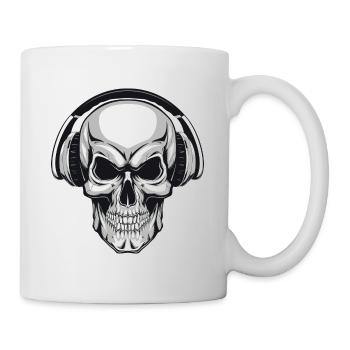 Crâne avec des écouteurs - Mug blanc - blanc - Droite