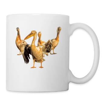 Quatre pélicans roses dans un groupe - Mug blanc - blanc - Droite