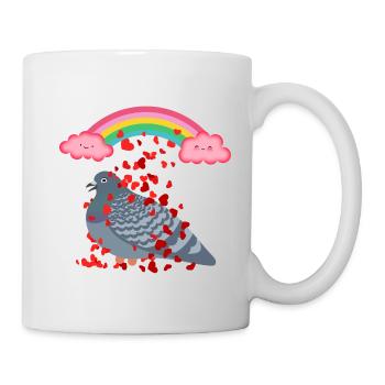Happy Valentine Pigeon Friend - Tasse - Weiß - Rechts