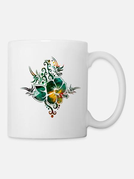 Hawaï Hibiskus Tribal - Mug blanc - blanc