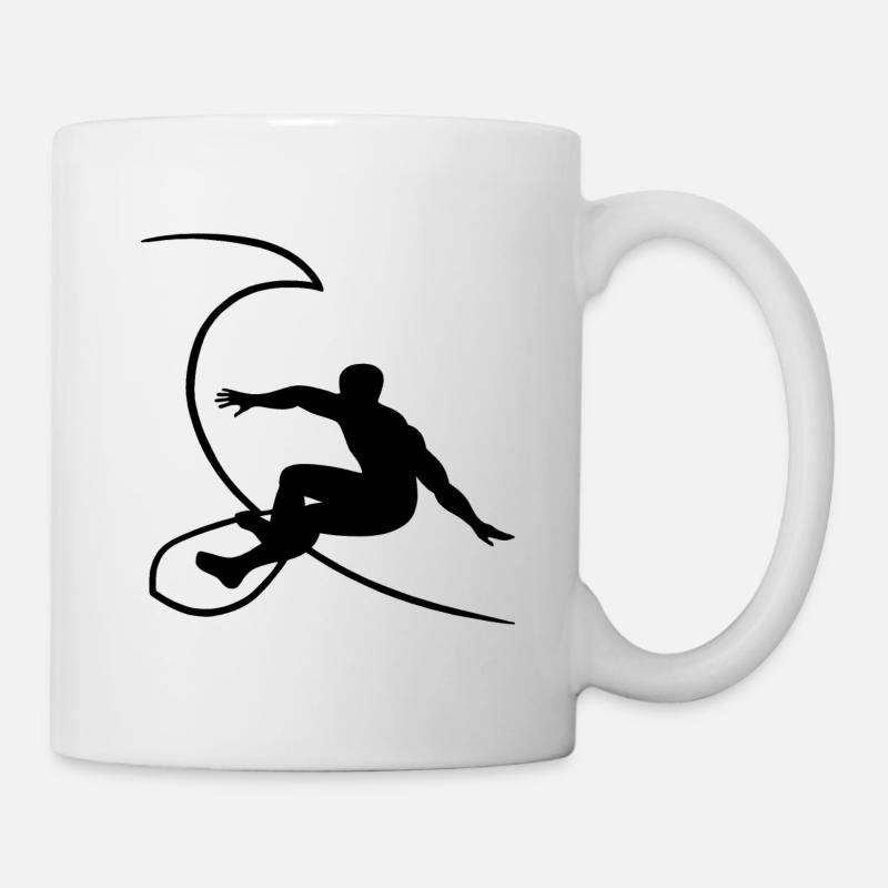 Surfer1 sur la vague n ° 2 - Mug blanc - blanc