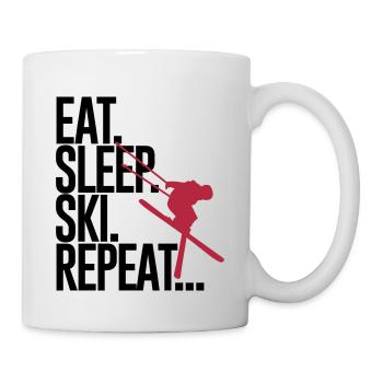 Eat. Sleep. Ski. Repeat... - Tasse - Weiß - Rechts