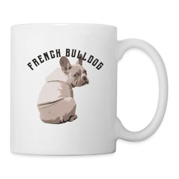 French Bulldog mit Hoodie - Tasse - Weiß - Rechts