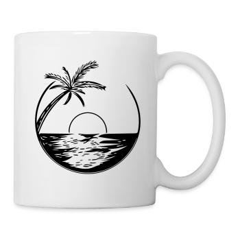 Sunset with palm tree - Vector Style - Mug - white - Right