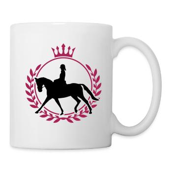 pferd reiten silhouette wappen logo - Tasse - Weiß - Rechts