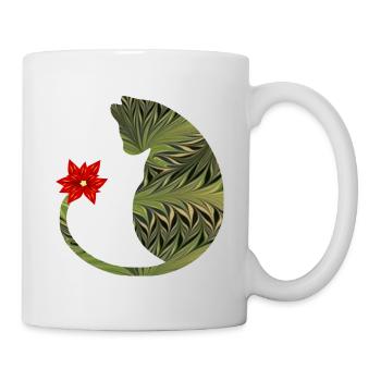 katze mit blume e 101 - Tasse - Weiß - Rechts