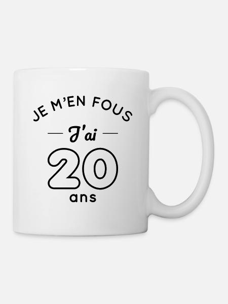 Anniversaire 20 ans - Je m'en fous j'ai 20 ans - Mug blanc - blanc