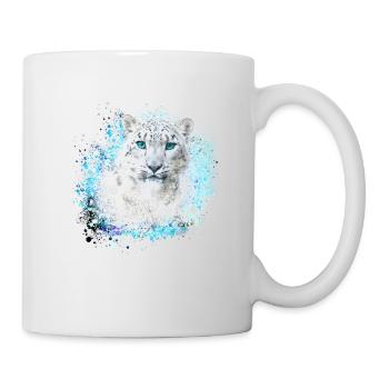 snow leopard, cat, leopard, graffiti, white, wildcat - Mug - white - Right