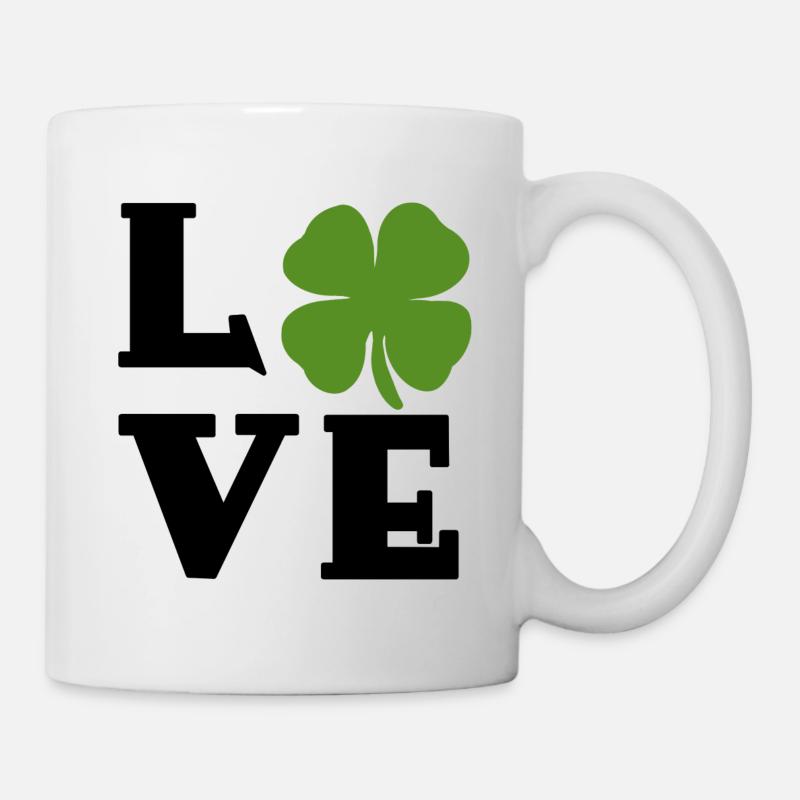 Vierblättriges Kleeblatt Neujahr Glücksklee Klee - Tasse - Weiß
