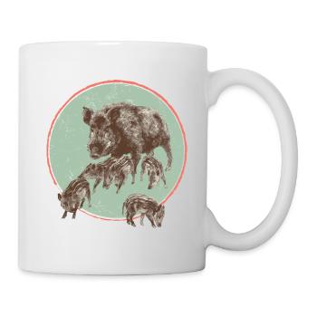 Bache Frischling Wildschwein Mama Geschenk - Tasse - Weiß - Rechts