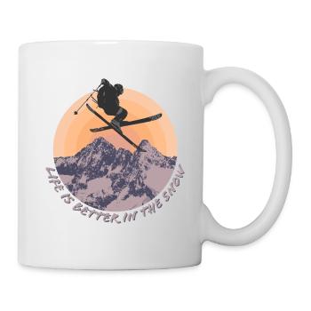 Ski sur les skis dans les montagnes cadeau - Mug blanc - blanc - Droite