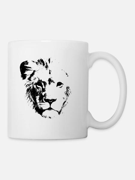 Lion de tête de lion dessin - Mug blanc - blanc