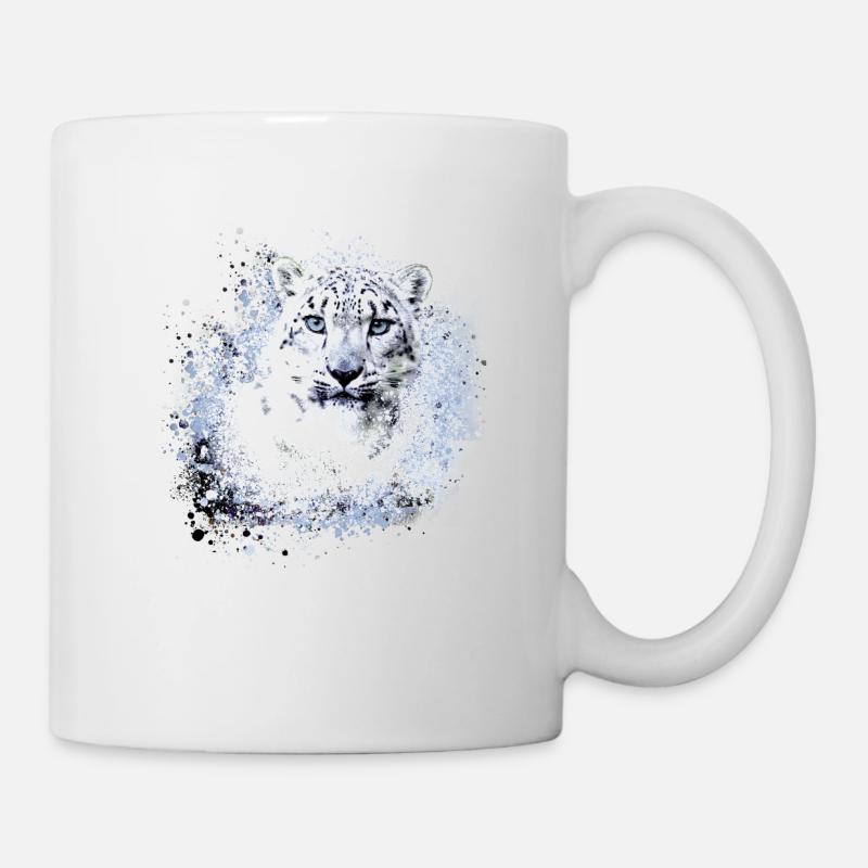 schneeleopard,katze,leopard,weiß,wildkatze - Tasse - Weiß