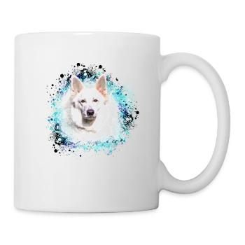 white shepherd dog,husky,shepherd dog,painting,blue - Mug - white - Right