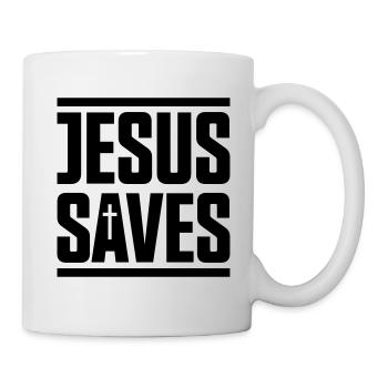 jesus saves - Tasse - Weiß - Rechts