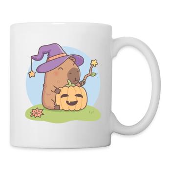 Cute Capybara Wizard With Jack O Lantern - Mug - white - Right