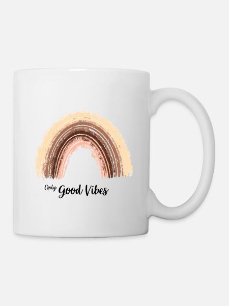Only Good Vibes. Rainbow Gift Boho T-Shirt - Mug - white