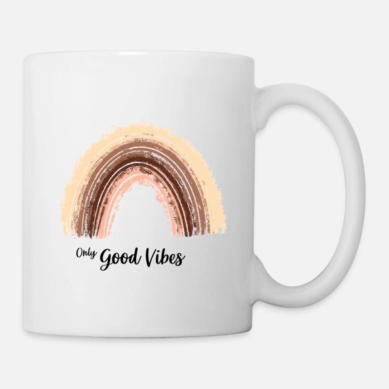 Only Good Vibes. Rainbow cadeau Boho T-shirt - Mug blanc - blanc