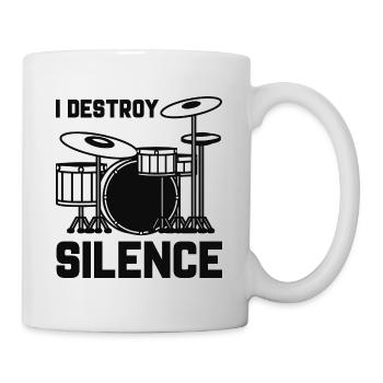 Schlagzeuger I Destroy Silence - Tasse - Weiß - Rechts