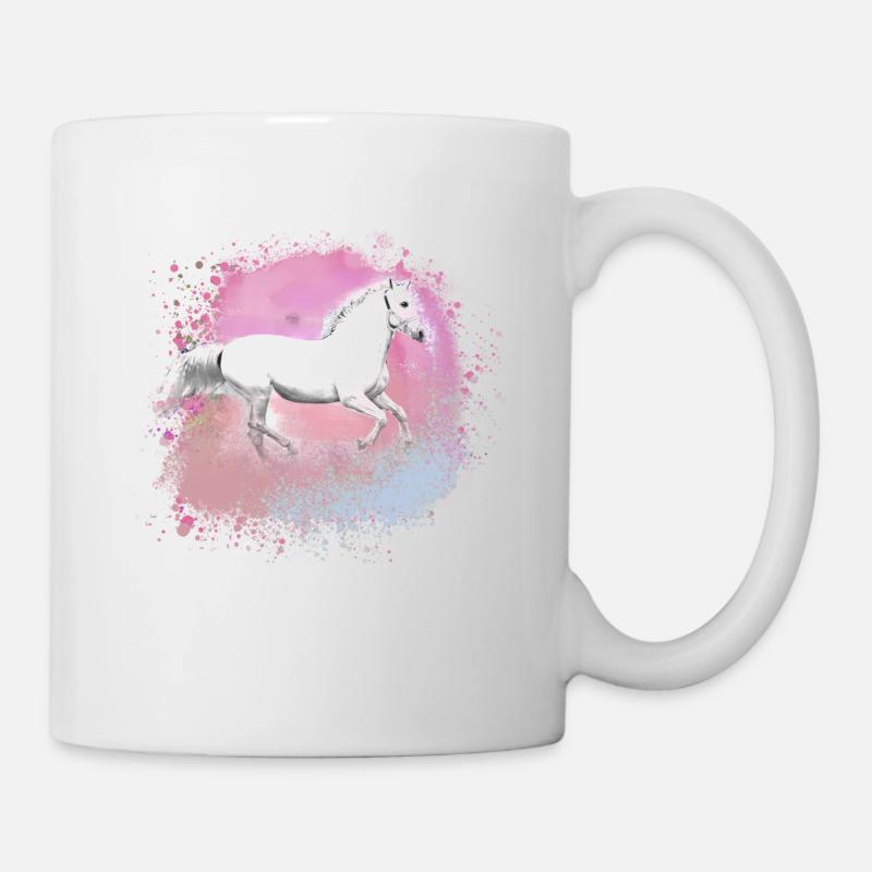 Schimmel, Pferd,weisses Pferd, Graffiti, Malerei - Tasse - Weiß