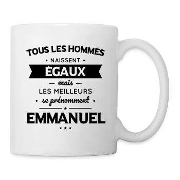 Hommes égaux meilleurs se prénomment Emmanuel - Mug blanc - blanc - Droite
