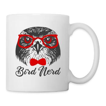 Bird Nerd Habicht mit Brille und Fliege - Tasse - Weiß - Rechts