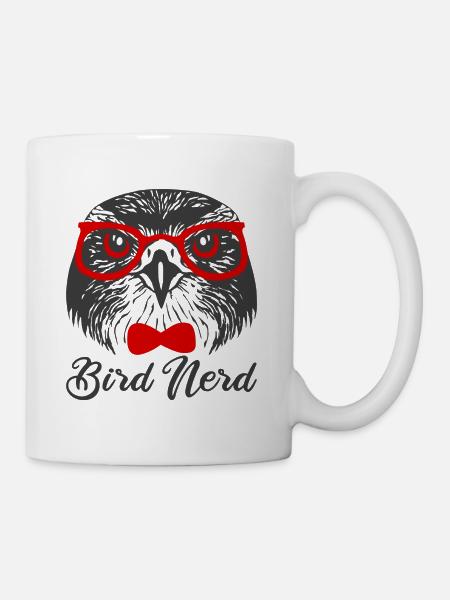 Bird Nerd Habicht mit Brille und Fliege - Tasse - Weiß