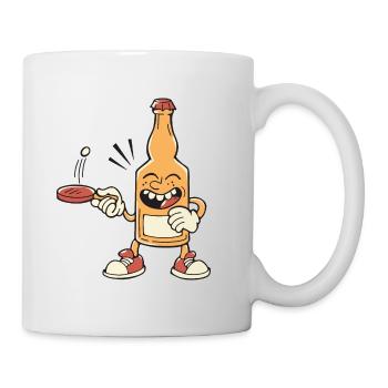Tischtennis und Bier Bierflasche spielt - Tasse - Weiß - Rechts