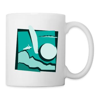 Paragliding paper cut paraglider turquoise - Mug - white - Right