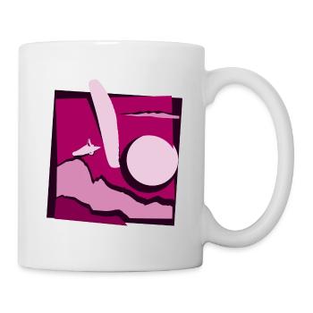 Parapente papier découpé parapente rose - Mug blanc - blanc - Droite